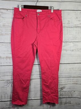 Crown & Ivy Size 14 Hot Pink Ankle Jeans Raw Hem Stretch Pants